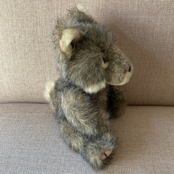 Plush Stuffed Wolf Bear Toy Faux Fur Gray Brown Soft Animal Cute Realistic - Picture 3 of 4
